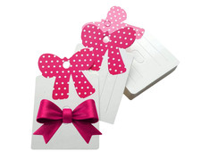 Jewellery Display Cards for Brooch Barrette Hair Clip – White Pink Bow 8x5cm