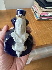 Queen Victoria figure blue gazed china inkpot
