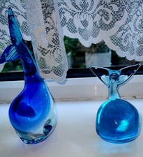 V. Nason & Co. Murano Hand Blown Sommerso Glass Whale 60’s Vintage Paperweight