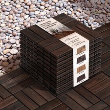 Interlocking Deck Tiles 9.6 SQFT - 10PCS Waterproof Acacia Wood Tiles, Floori...
