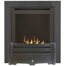 GAS FIRE BLACK SLIDE CONTROL SLIMLINE HIGH EFFICIENCY 86% INSET GLASS FRONTED