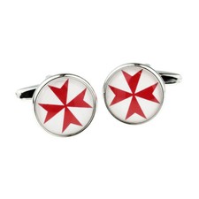 Red Maltese Cross Round Frame