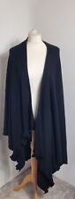 ST MICHAEL M&S Vintage One Size Black Ruffled Shawl Wrap Poncho Pullover UK Made