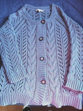 Ladies blue chunky knit cardigan size M by Peacocks
