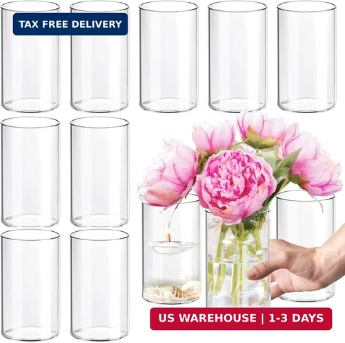 12pcs glass cylinder vases - 12pcs,
