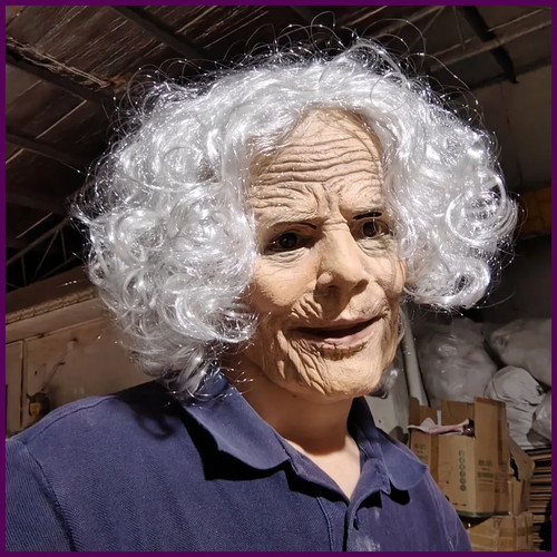 Realistic old woman mask - old, latex