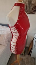 Sxxy RED SHINY PVC SIDE CORSET DRESS * 6-8 uk * MISTRESS * DOMINATRIX * FXTISH