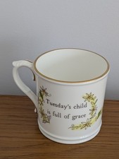 Royal Worcester Birthday Mug Tuesday's Child Tuesday Hand Painted Bone China Cup