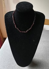 Vintage 17" Polished Garnet Chip Collar Necklace 28g