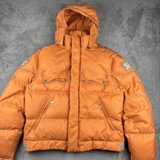 Belstaff Hooded Puffer Jacket Orange Mens XXL Vintage Reflective Y2K