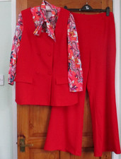 mod / 60s red  tunic  trousers suit size 12 / 14