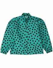 FEMINELLA Womens Shirt Blouse UK 14 Large  Green Polka Dot AT18