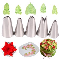 5pc Russian Icing Piping Nozzles Leaf Writing Tips Set Stainless Steel Cake Tool
