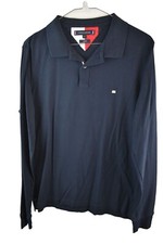 TOMMY HILFIGER Blue Long Sleeve Polo Shirt size M Mens Slim Fit Casual Outdoors