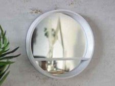 Round Wall Mirror Shelf White