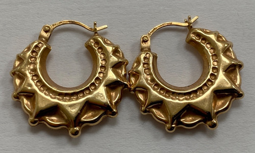 9ct gold creole hoop earrings - gold,