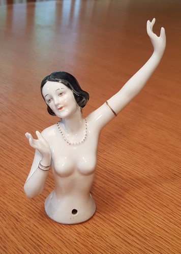 Porcelain nude half doll - half,