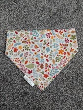 Floral Autumn Bandana For Dogs With Snap Fastener. Size Medium