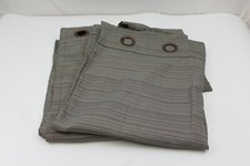 Pair of Large Grommet Curtains 56" x 84" Teal/Brown Pin Stripe