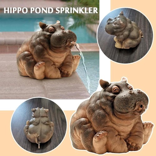 Resin hippo pond spitter - resin,