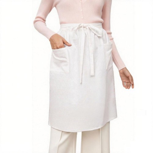 White long half apron maid - long,