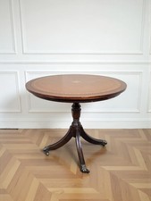 An Antique Style Mahogany Gilt Leather Topped Round Lamp Table ~Delivery Availab