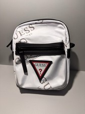 Men’s White GUESS Messenger Cross Body Bag with Adjustable Shoulder Strap