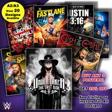 WWE Official Event Poster - A2 & A3 Sizes Buy More Save More! Undertaker & More
