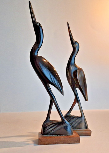 Vintage buffalo horn stork - 2, x