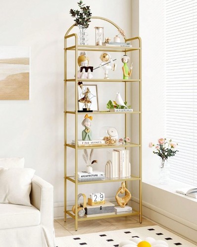 Tier glass shelf bookshelf - 6-tier,