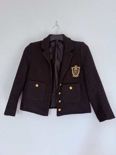 Black tweed blazer jacket size - black,