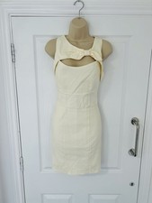 BNWT Crème Jane Norman Bow Tie Unique Neckline Midi Dress size 12