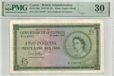 CYPRUS 5 pounds 1958 VF30