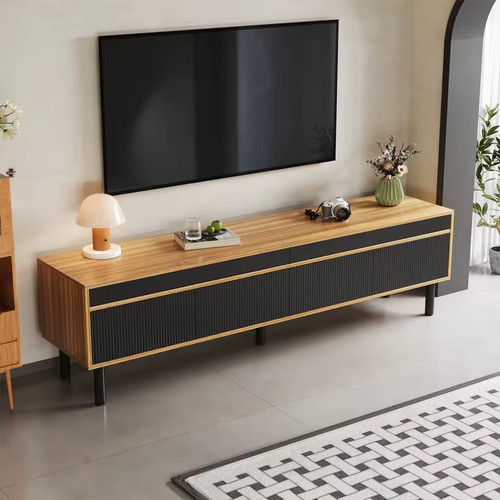 Modern black wood stand - black, tv