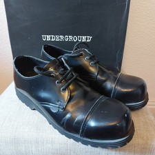 Underground Shoes Tracker steel cap shoes gloss black leather UK size 10
