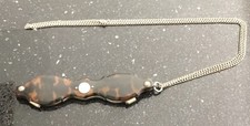 Fine Antique Victorian Era Shell Lorgnette Spectacles Silver Chain