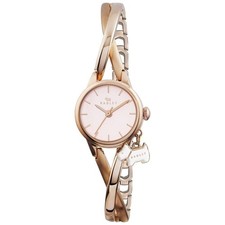 LADIES EX DISPLAY RADLEY WATCH ROSE GOLD DIAL HALF BANGLE BRACELET GOLD CHARM