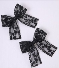 2pcs Set Girls Black Mesh Lace