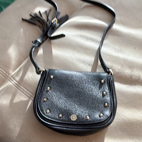 Black studded crossbody bag - black,