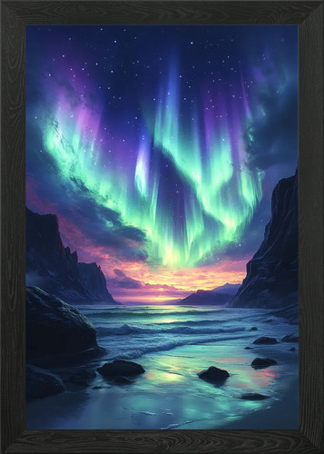 Aurora borealis seascape - aurora,