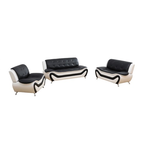 Black white faux leather - black, &