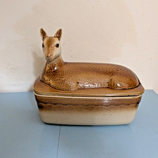 Vintage French terrine pie dish - deer on lid. 1.5L approx. Lovely centrepiece