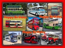 Bus Happy Birthday Greeting Card A5 Cards Blank Wishes Buses Dad Son Brother