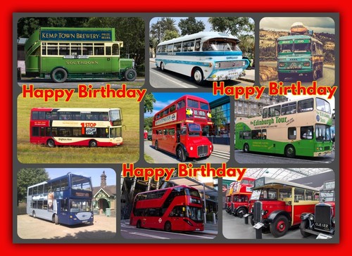 Bus happy birthday greeting - happy,