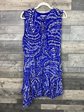 Reiss Elsie Mini Dress Size UK 12 Blue Geo Print Ruffle Hem Chiffon
