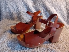 Atmosphere tan strappy sandals 10cm heel size UK 4 