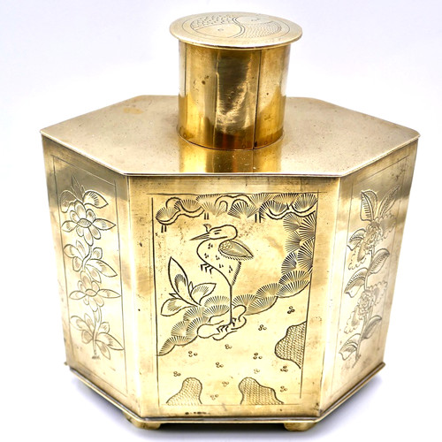 Chinese hexagonal footed brass - hexagonal,