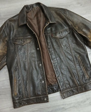 Levi's Buffalo Leather Trucker Jacket - Brown - Size XL