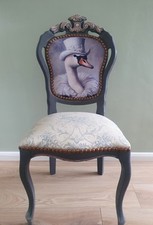 French Style Dining Bedroom Accent Chair With Mr Swan print