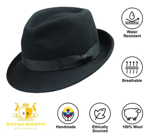 Mens gangster black trilby - gangster,